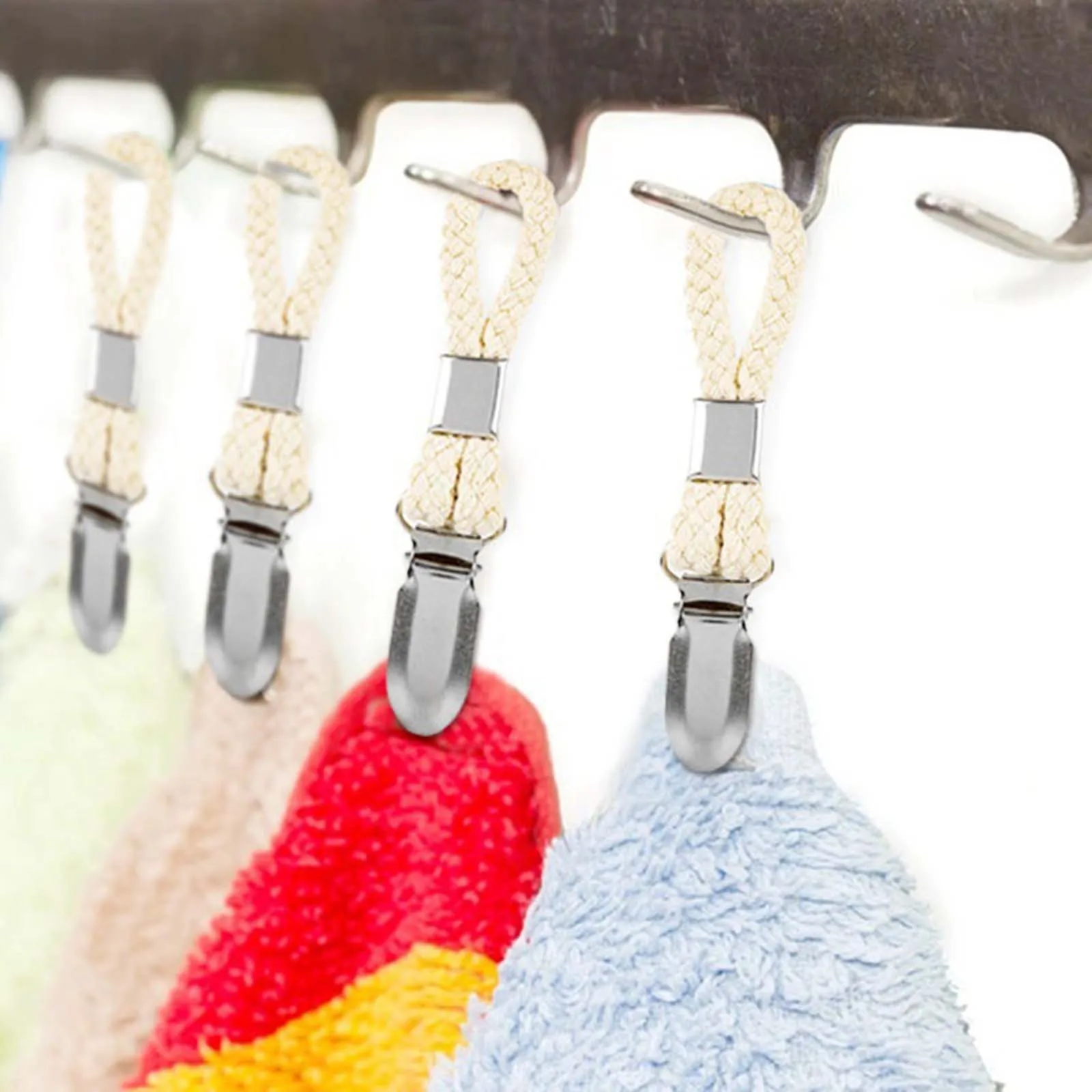 Woven Cotton Rope Loop Towel Clip Pendant Hanger For Towels Bathroom Towel Clip Hangers Home Decorative Bathroom Accessories towel rack