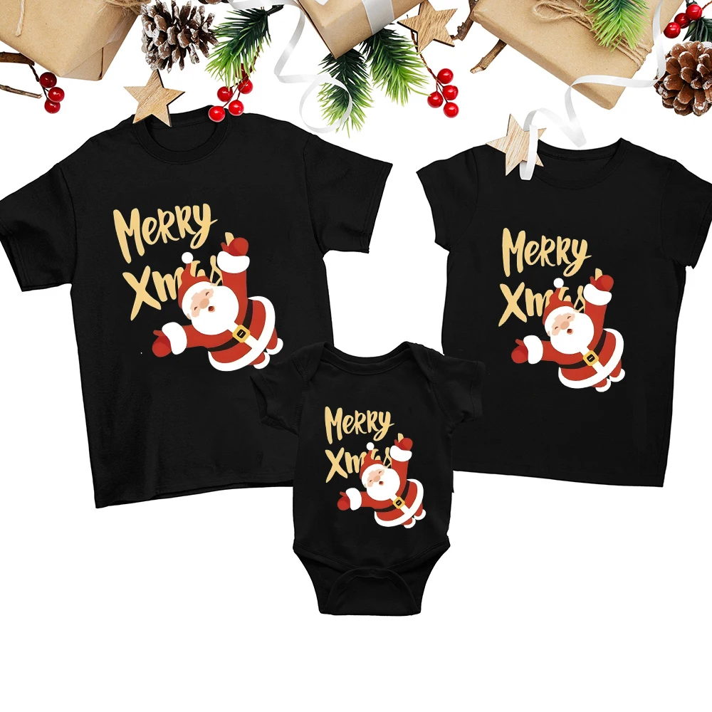 Merry Xmas Matching Family Christmas Shirts Family Christmas Shirts Xmas Tees Father Mother Kids T-shirt Baby Romper 6