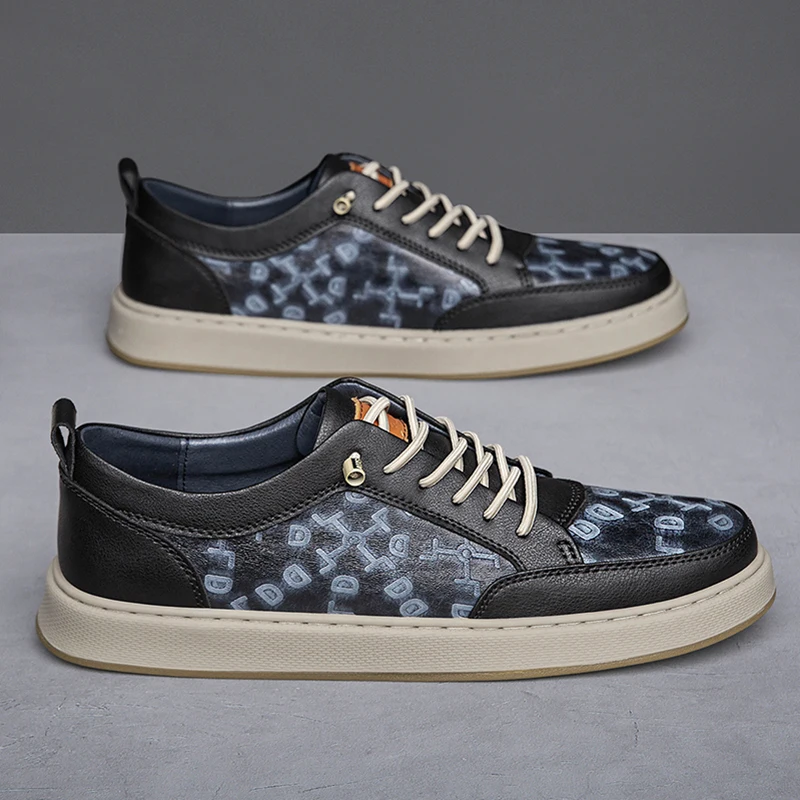 New Designers Comfortable Fashion Shoes Men Daily Business Casual Shoes Man Genuine Leather Lace-up Office Sneakers For Male