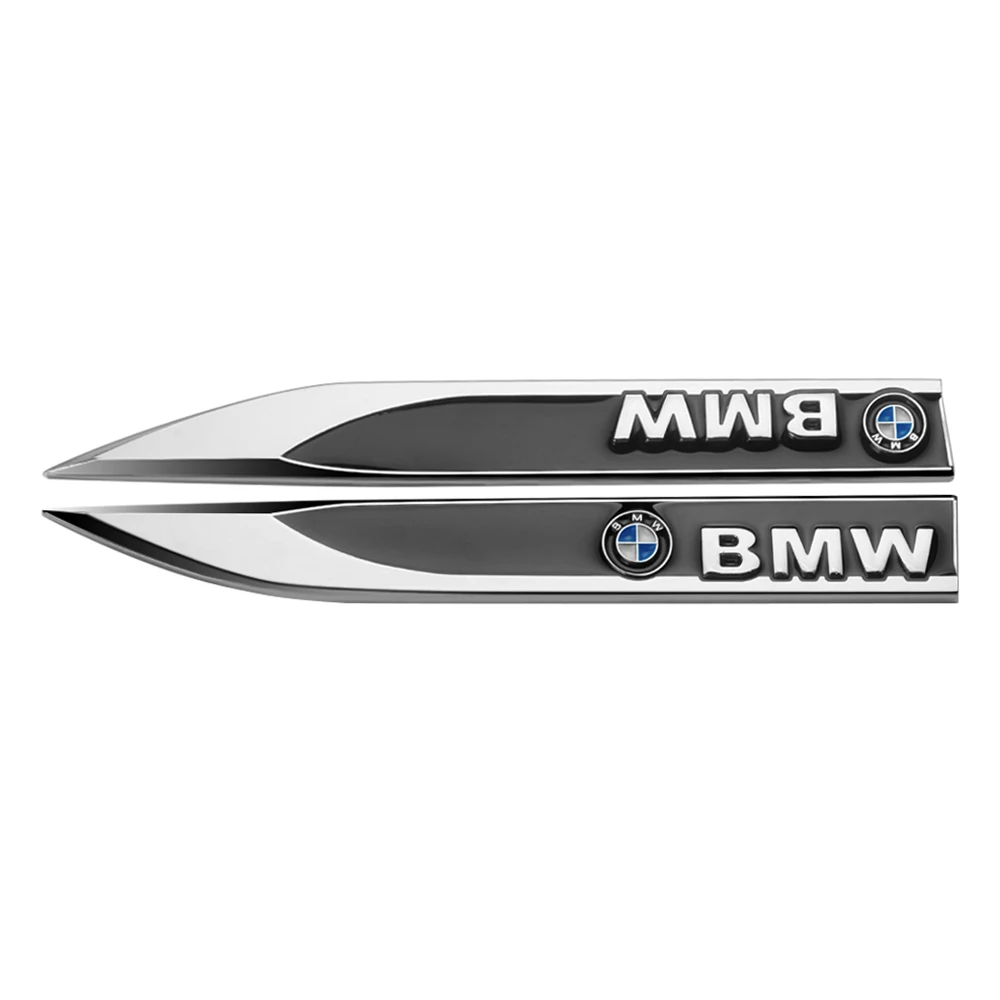 금속 자동차 왼쪽 오른쪽 윙 펜더 사이드 장식 스티커, BMW M M3 E36 E46 E90 E60 F10 F30 E39 F20 E87 E92 G30 X5 E30, 3D, 2 개