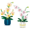 Building Blocks Orchid Flowers Bouquet Flower Blocks Bonsai Plant Model Bricks Romantic DIY Home Decoration Toy for Kids Gift 3