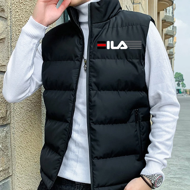 

Men's Golf Sleeveless Jacket Men's Autumn and Winter Warm Printed Windproof British Style Sports Luxurious Down Vest Jacket