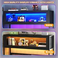 L Shaped Gaming Desk with Power Outlets & LED Lights, 49'' Reversible Computer Desk with Hutch & Pegboard & Display Cabinet 5