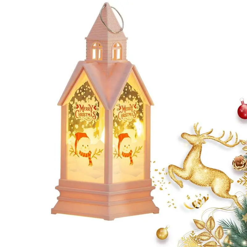 

Рождественские настольные фонари в старинном стиле, в форме замка, с подсветкой до 50000 часов, рождественские украшения для стола, ручная петля