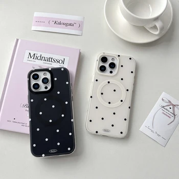 Polka Dots Magnetic Phone Case For iPhone 14 15 16 17 Pro Max Hybrid Cover 1