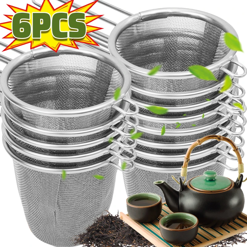 Stainless Steel Tea Strainer Coffee Herb Spice Filter Diffuser Fine Mesh Colander with Handle Reusable Anti-Scald Tea Infusers