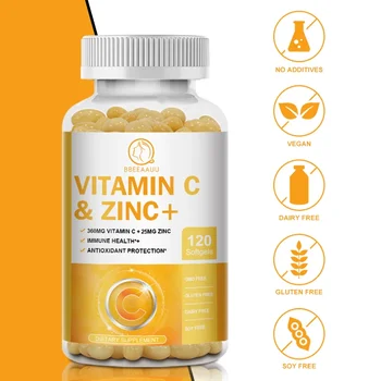 BBEEAAUU High Potency Vitamin C Zinc Capsule Support Hair,Nails and Joints Growth Immune Health Supplement