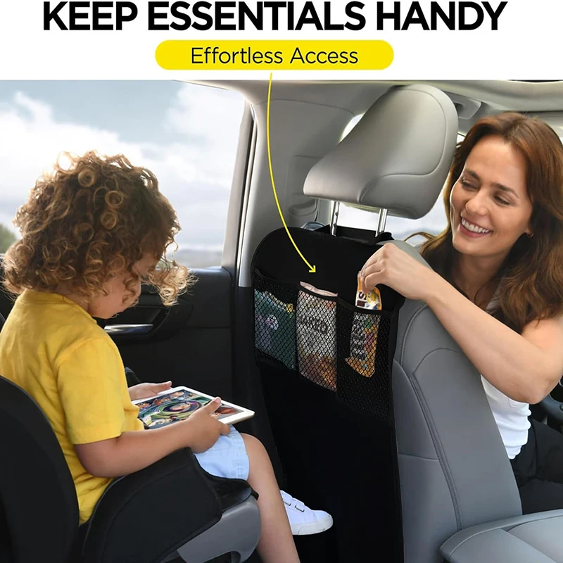 600D Oxford Waterproof Kick Mats Backseat Protector Dirt Mud Scratches Car Back Seat Cover Kids Storage Organizers Car Seat Protector