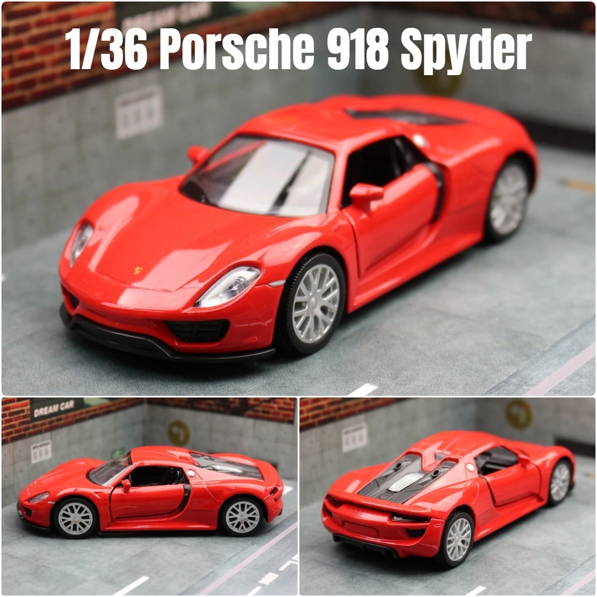 1/36 Porsche 918 Spyder Convertible Toy Car Model For Children RMZ