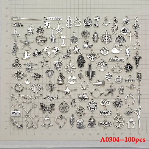 주얼리 제작용 랜덤 스타일 혼합 벌크 로트 참, DIY 팔찌 목걸이 귀걸이 키체인 펜던트, 도매 용품, 100 개 4