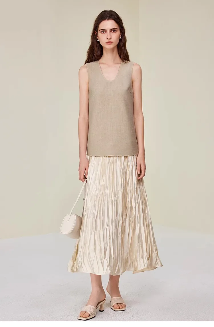 AEL Damen-Sommerkleid, ärmellos, 2025, neuer Stil, plissiert, gefälschtes zweiteiliges Westenkleid, modisches Patchwork-Design – Detail 4