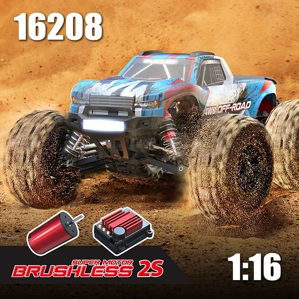 Mjx 16208/16209 3s 1/16 브러시리스 RC카 취미 리모컨 픽업 트럭 모델, 4wd 고속 오프로드 소년 선물, 2.4g