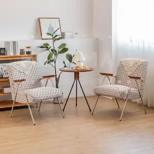 Balcony Iron Single Sofa Chair Set for Small Spaces Homestay Lounge Commercial Talk Set with Trendy Mini Sofa and Coffee Table