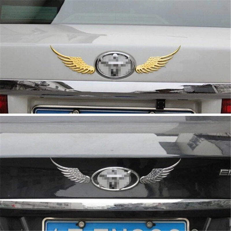 Car Decal 3D Stereo Metal Angel Wing Moto Emblem Chrome Auto Big Wings Exterior