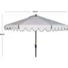 Outdoor Garden Parasol Collection Venice Navy and White Single Scallop 9Ft Crank Outdoor Push Button Tilt Umbrella Canopy 5