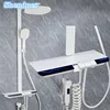 Back Spray Piano Digital Bathroom Shower System Faucet Rain Shower Head White Spa Waist Spray Piano Thermostatic Bath Shower Set 1