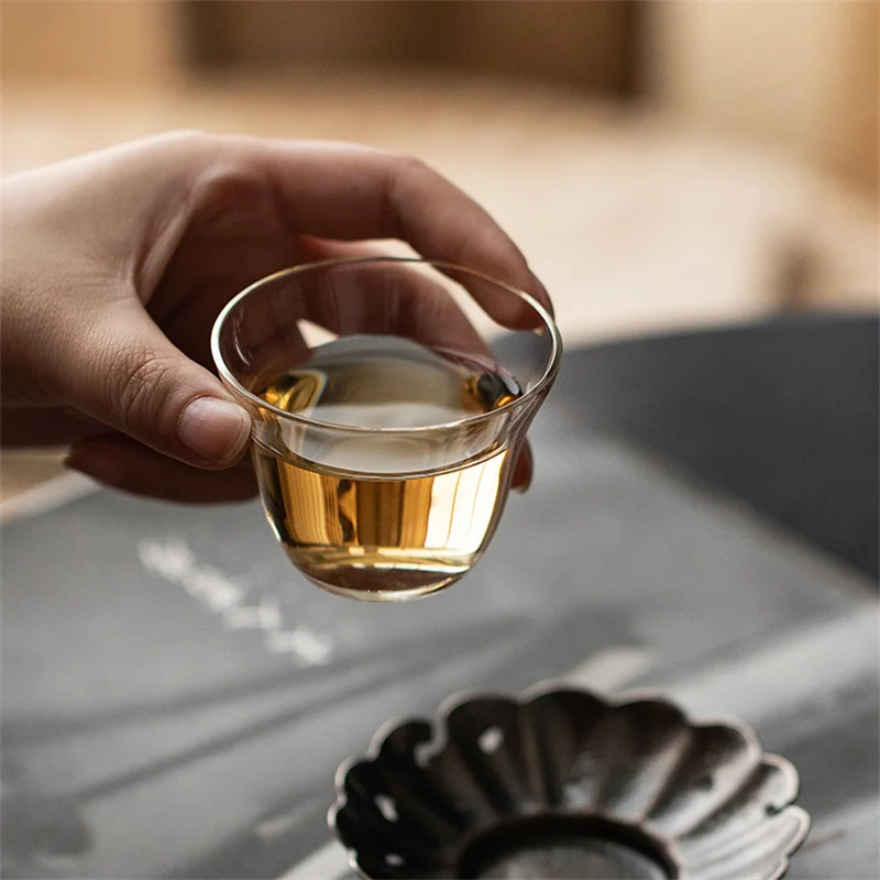 2Pcs/Lot Small Capacity 75ml Heat Resistant Kung Fu Glass Tea Cup Tea Set Teacup Japanese Style Tasting Clear White Wine Cup