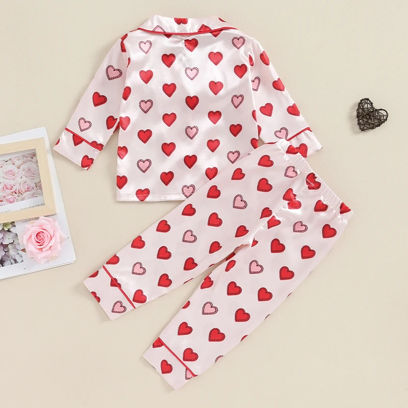 

Kids Baby Boy Girl Cotton Pajamas Set Long Sleeve Lapel Ruffle Hem Buttons Red Tops Pants Suit Sleepwear Nightwear Homewear