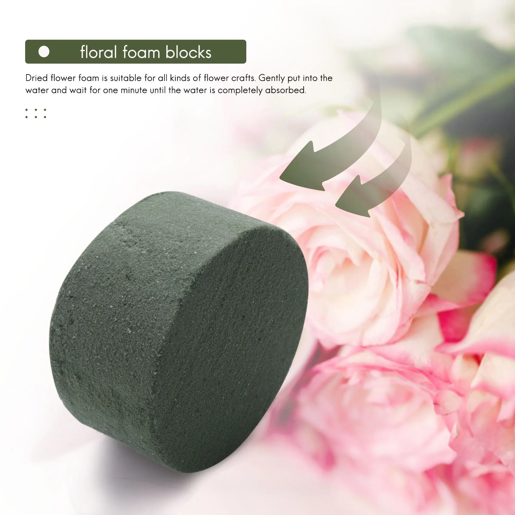 TAOPE 15 Pcs Floral Foam, Green Styrofoam Block for Artificial Flowers, Round Wet & Dry Foam Bricks, Florist Foam for Flower Arrangements