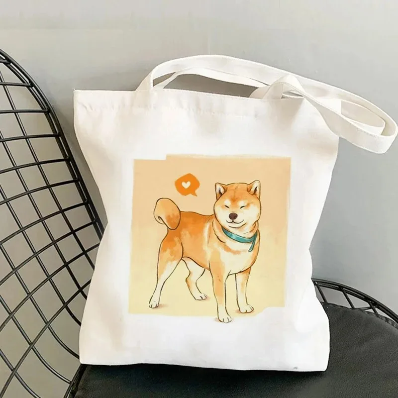 Frauen Casual Tote Handtasche Große Kapazität Wiederverwendbare Weibliche Studenten Cartoon Grafik Schulter Taschen Shiba Inu Druck Einkaufstasche – Detail 19