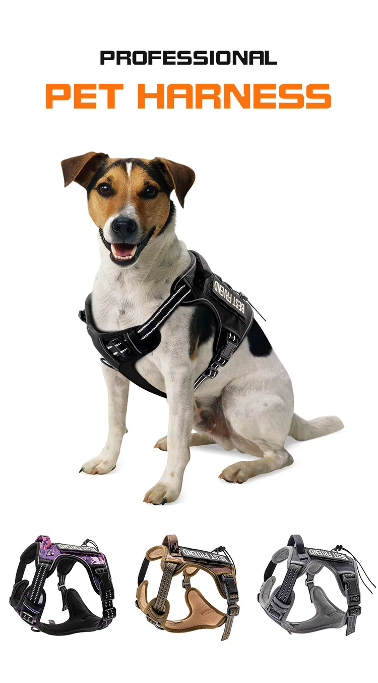 Personalized Tactical Dog Harness Reflective Military Dog Vest with Handle for German Shepherd Large Dog Training Dog Supplies