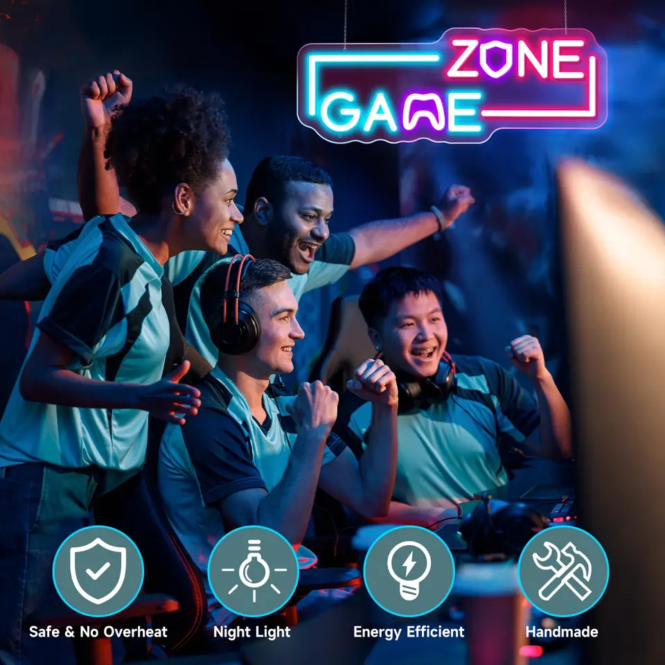 Insegna al neon a LED Game Zone, insegne al neon per giochi per decorazioni murali, insegne al neon per giochi con alimentazione USB | Leroy Merlin