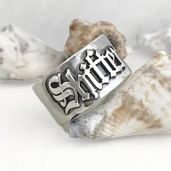 12MM Men' Gothic Rings Personalized Old English Hip-hop Name Ring Customized Couple Wedding Rings Stainless Steel Jewelry Gift 1