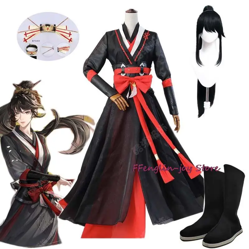 

Anime Ashes of the kingdom A Chan Cosplay Costume Female Version Ancient Hanfu Dress Wig Shoes Prop For Adult Halloween Party