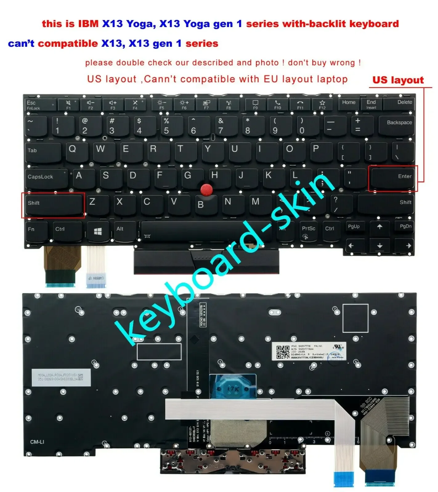 

Новая клавиатура с подсветкой для ноутбука lenovo IBM Thinkpad X13 Yoga ,X13 Yoga gen 1