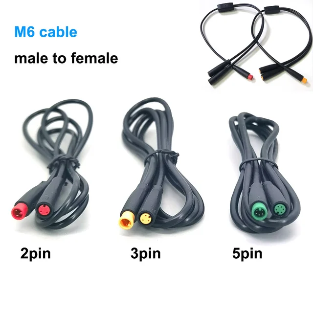 1m M6 2 3 5 Pin core male to 2 female Julet Electric Butt Cable Plug Connector Scooter Brake waterproof 6mm Signal Sensor cord