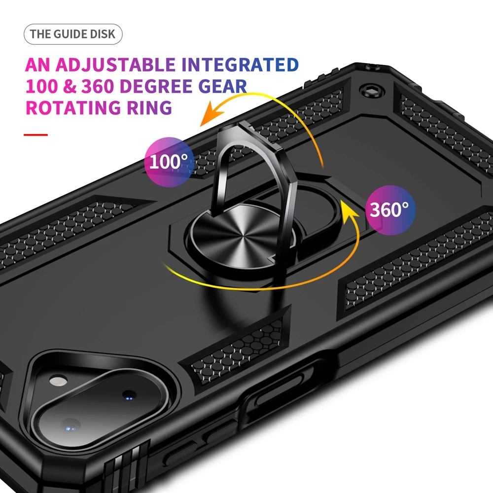 Luxury Armor Shockproof Phone Case with Metal Ring Stand Holder