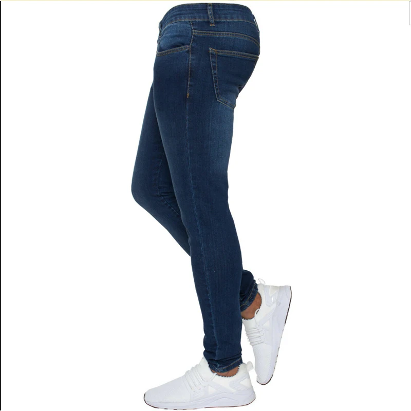 New Men's Stretch Skinny Jeans Fashion Elastic Cotton Slim Denim Pants Male Plus Size Pencil Pants Pure Color Casual Trousers