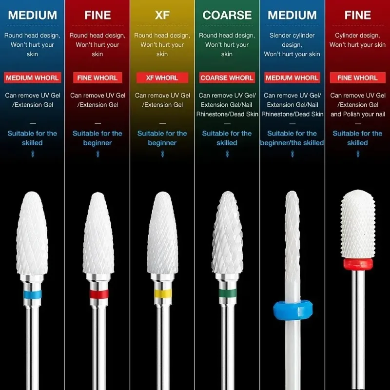 Ceramic Tungsten Nail Drill Bits Milling Cutter For Manicure Pedicure Nail Files Buffer Nails Art Equipment Accessories Tool 2