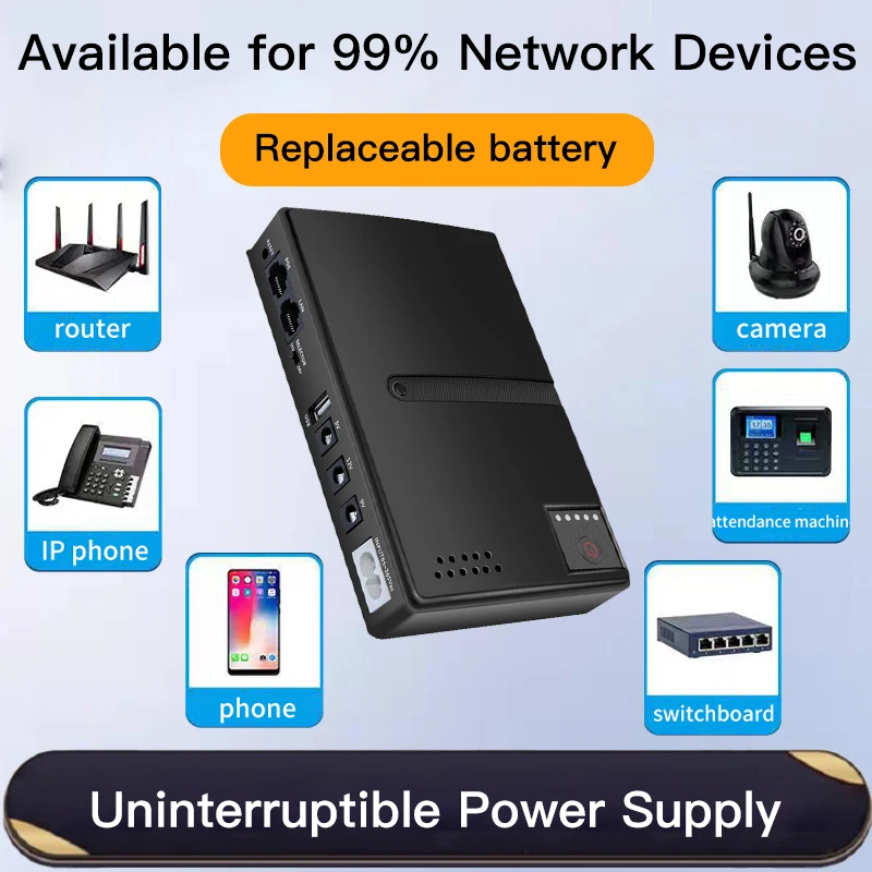 UPS Router Optical Cat Adapter Uninterruptible Power Supply DC Backup Power AC 110V 220V To DC 5V 9V 12V NO Battery Portable