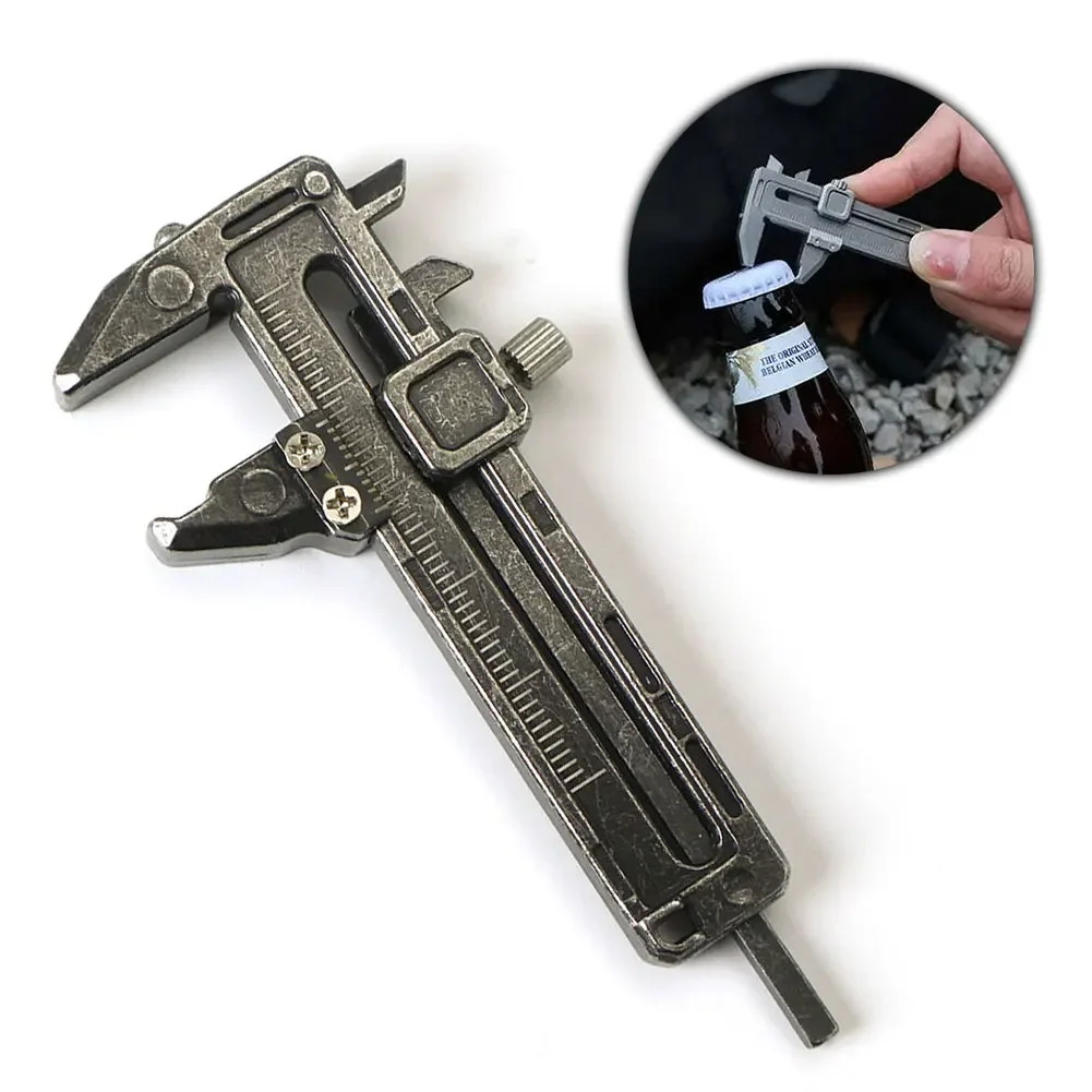 1Pc The Pocket Sized Outdoor EDC Tool Portable Multifunctional Caliper Mini Tool for High-precision Measurement Hanging Keychain