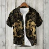 Chinese retro men's short-sleeved shirt printed linen blended clothing comfortable casual summer men's large size XS-5XL tops