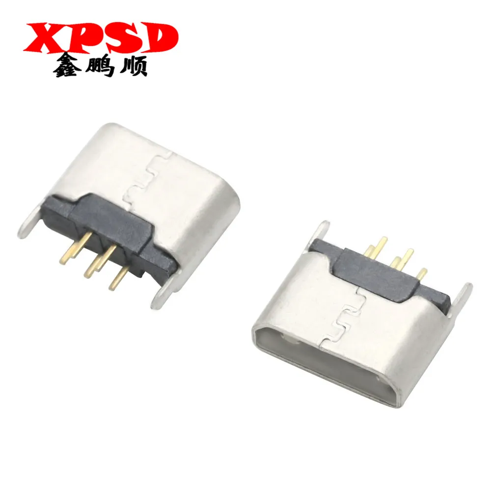 10PCS micro USB female 5p female interface connector 180 degree vertical in-line edgeless charging female
