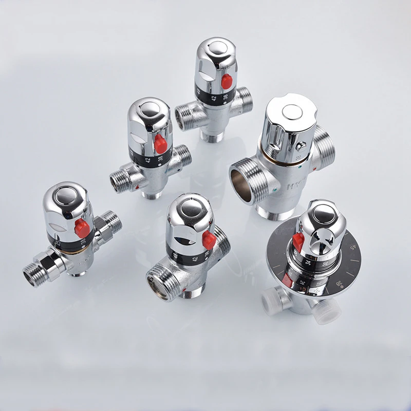 

Solar Thermostatic Mixing Valve Electric Water Heater Cold And Hot Water Tap Brass Surface Mounted Pipe Fitting Faucet Houseware