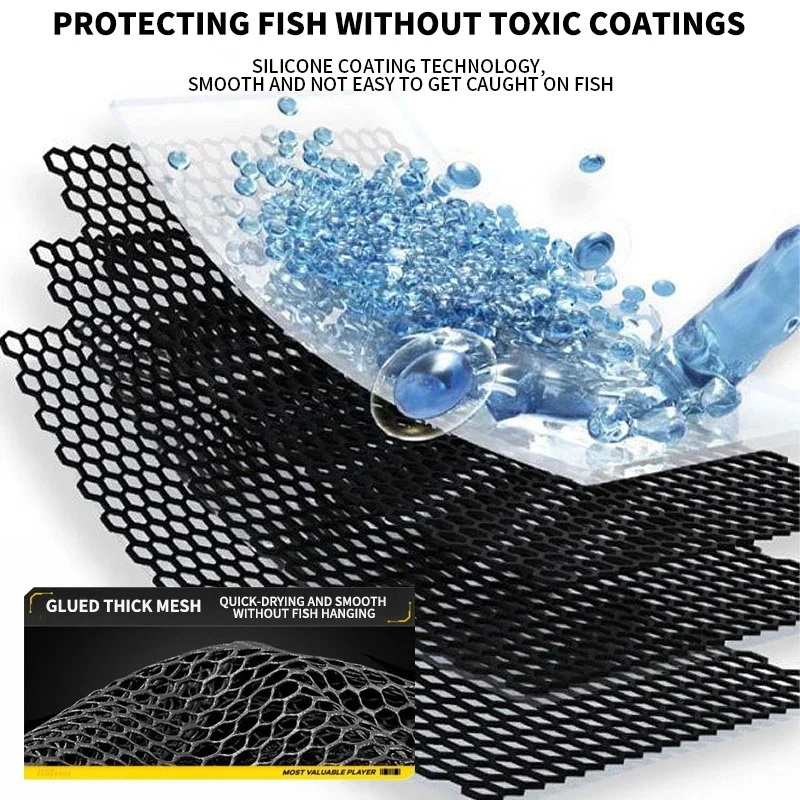 Thickened Glued Square Fish Net Wild Fishing Anti-hanging Quick-drying Fishing Net Bag Fishing Tool Fish Protection Net Belt Bag