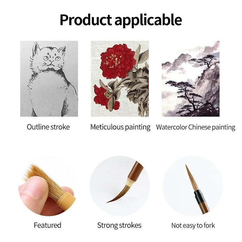 6/9/12/16Pcs Chinese Calligraphy Brushes Set with Roll-up Bamboo Brush Holder Sumi Painting Writing Kanji Art Watercolor Brush 3