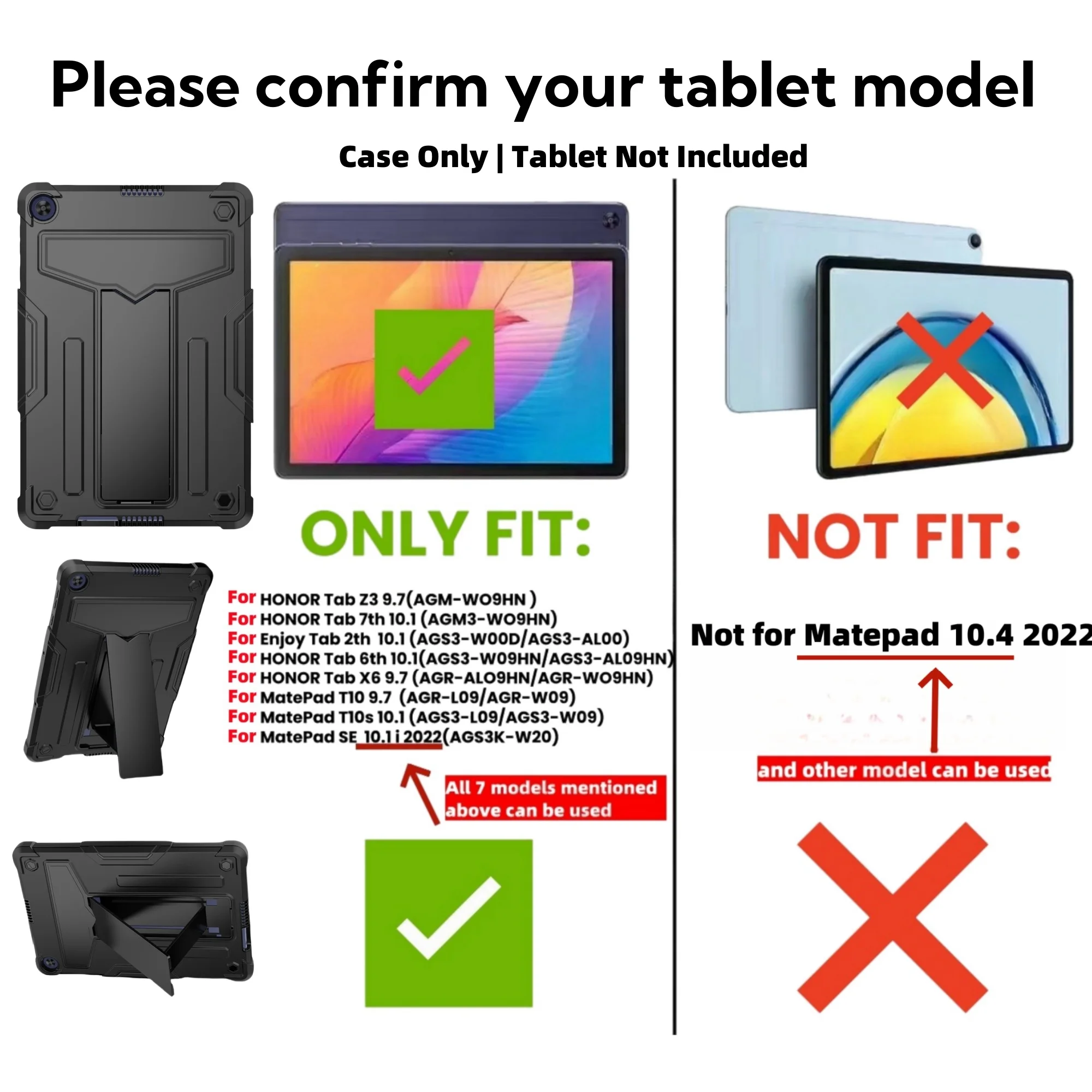 Heavy Duty Shockproof Tablet Case with 3-Layer Rugged Rubber Kickstand