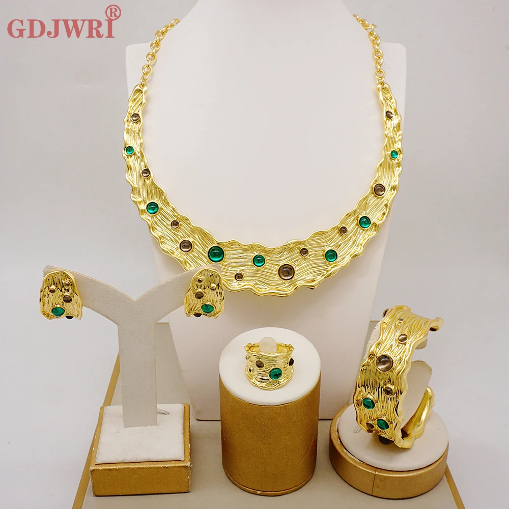 Set De Bijoux Femme Or Style Africain - Collier + Boucles D'oreilles - Neuf Avec étiquettes