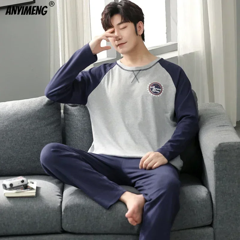 Boys Plus Size 4XL Pajama Set Knitted Cotton Autumn Winter Casual Men's Sleepwear pajama sets