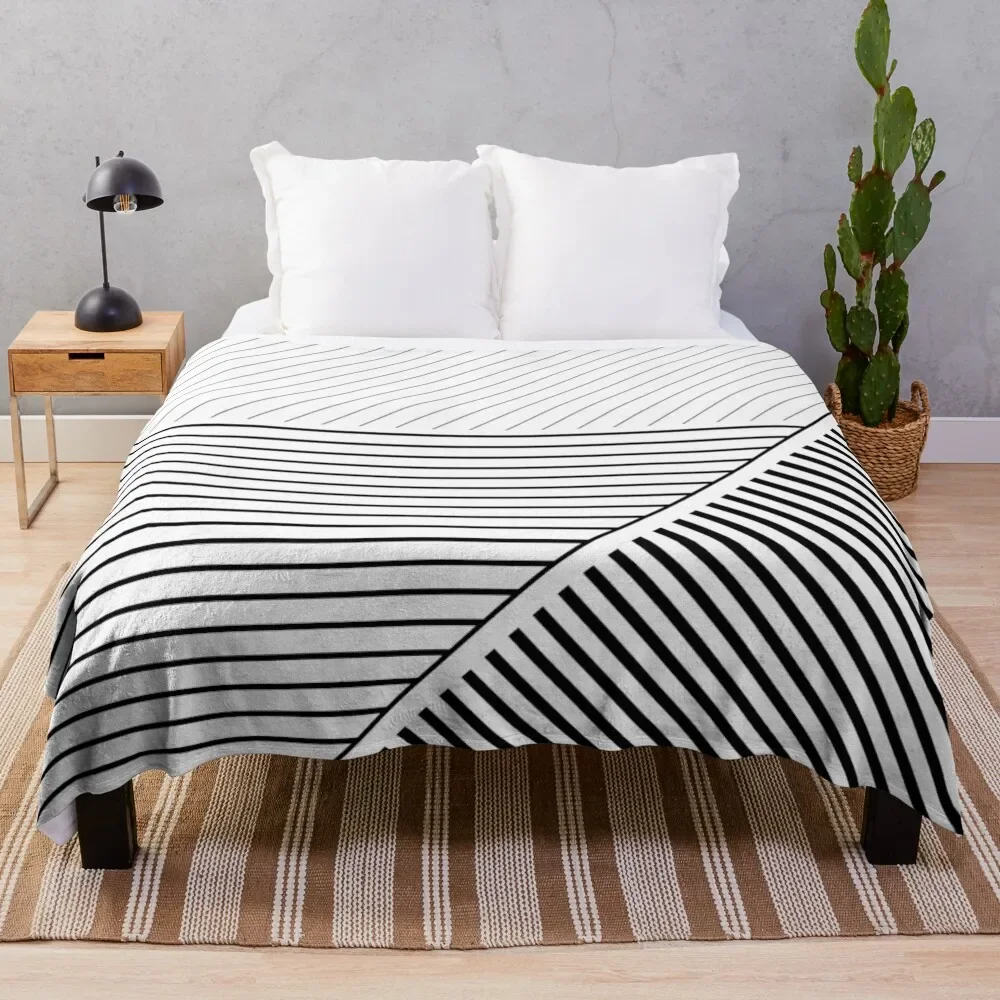

Black and White Geometric Lines Throw Blanket Thermal Decorative Sofa warm winter Blankets