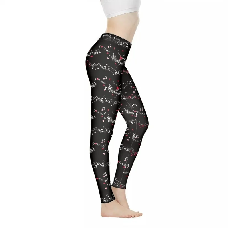 

Cumagical Wholesale Factory Newest Fashion Spandex Music Note Printed Leggings Fitness Yoga Pants Tights Leggings For Women