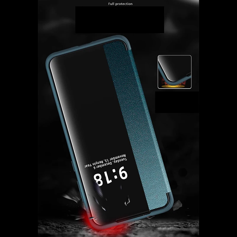 Leather Window View Flip Cover - Shockproof Wallet Case