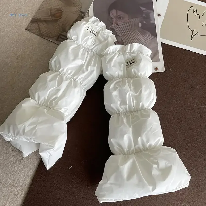 Description Picture 3 of itemWinter Fashion Women Thick Padded Puffer Leg Warmer Letter Label Foot Cover Boot Cuffs Socks Calf Gaiters Streetwear