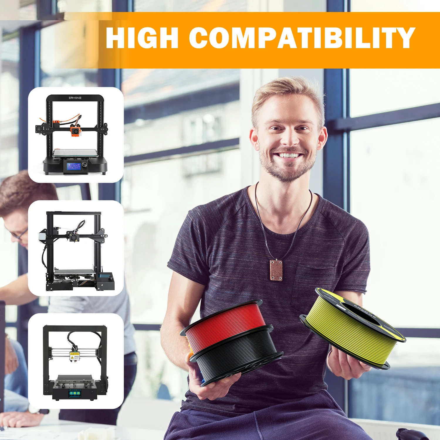 ERYONE PETG Filament 1kg 1.75mm ±0.03mm For 3D Printer,1KG (2.2LBS) 3D Printing Fast Shipping