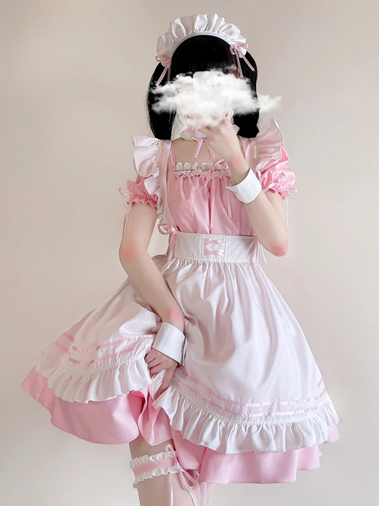 Black Cute Lolita Maid Costumes Girls Women Lovely Maid Cosplay Costume Animation Show Japan Outfit Dress Plus size Lolita