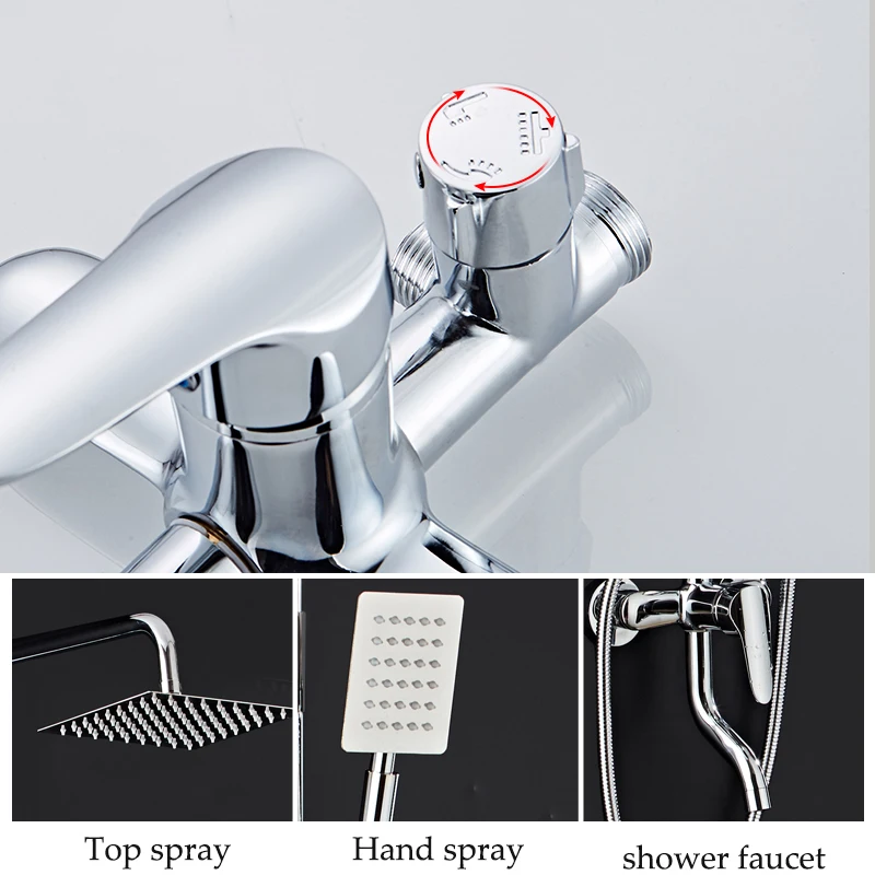 Bathroom Shower Set SPA Shower Head Bath Rotatable Mixer Hand Faucets Rainfall Chrome Showers Copper shower head shower set